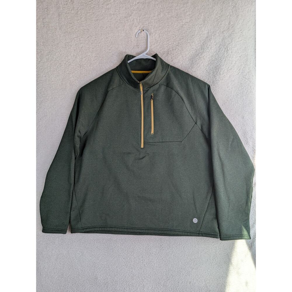 LL Bean Fleece Sweater Mens XL Mountain 1/2 Zip Pullover Stretch Green
